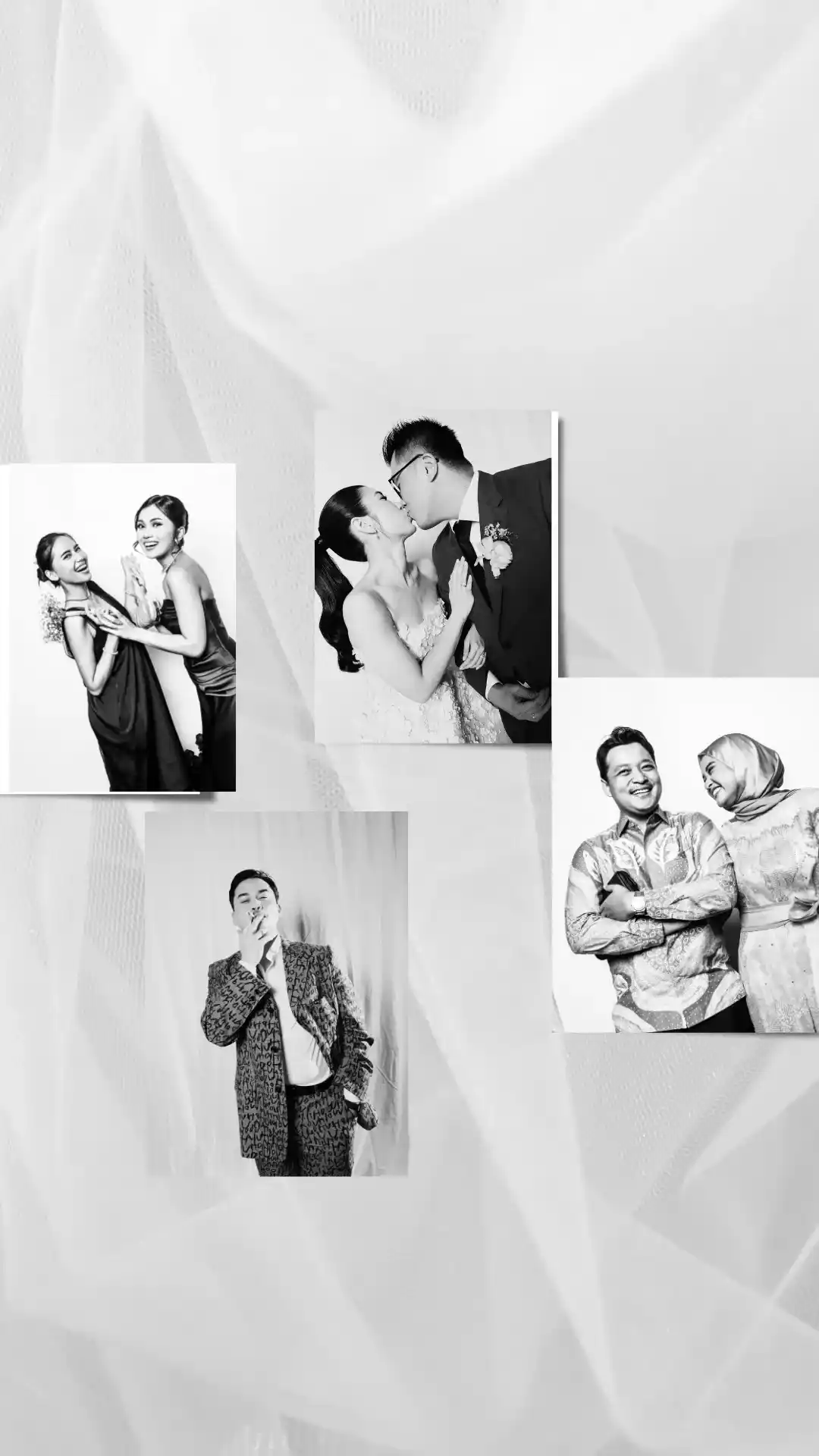 Photobooth modern dengan backdrop warna-warni untuk acara pernikahan